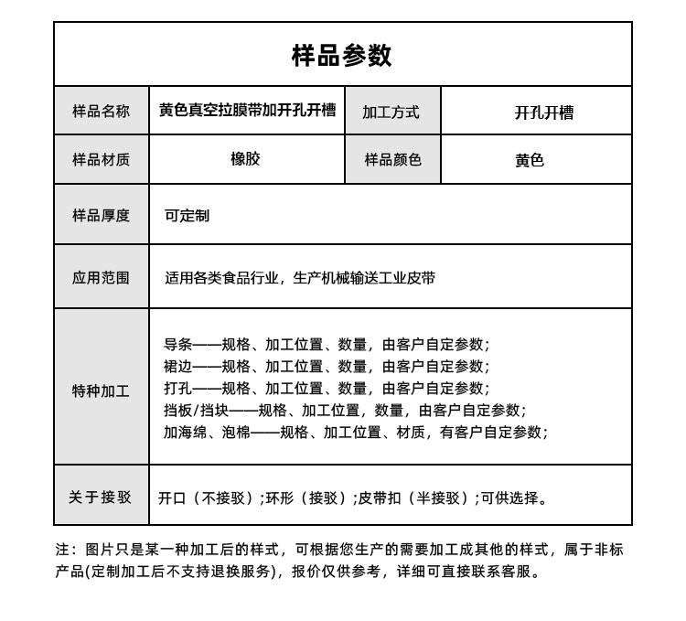 橡膠同步帶加黃膠開槽打孔