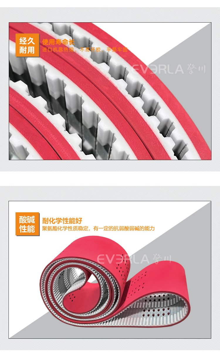PU同步帶加紅膠開槽打孔
